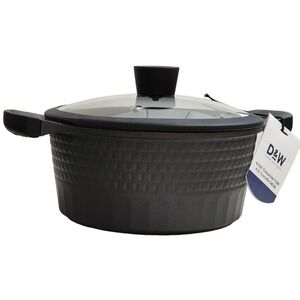 D&W Deane And White Cookware 9.5" Nonstick Casserole Pot With Lid 4.5QT Black